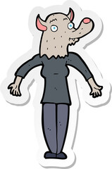 sticker of a cartoon werewolf woman