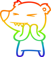 rainbow gradient line drawing angry polar bear cartoon