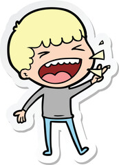 sticker of a cartoon laughing man