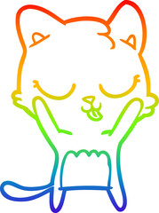 rainbow gradient line drawing cute cartoon cat
