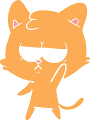 bored flat color style cartoon cat