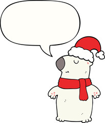 cute cartoon christmas bear and speech bubble