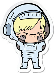 sticker of a cartoon astronaut woman