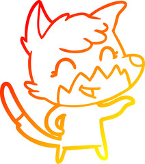 warm gradient line drawing happy cartoon fox