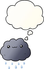 cartoon cloud and thought bubble in smooth gradient style