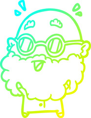 cold gradient line drawing cute surprised old man