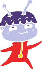 friendly flat color style cartoon spaceman dancing