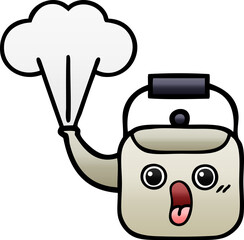 gradient shaded cartoon steaming kettle