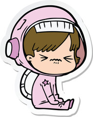 sticker of a angry cartoon space girl