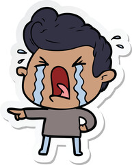 sticker of a cartoon crying man