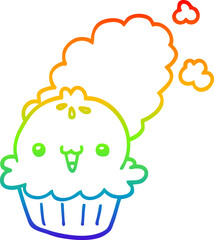 rainbow gradient line drawing cute cartoon pie