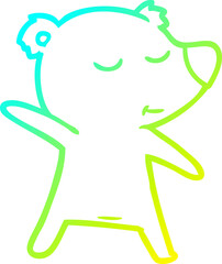 cold gradient line drawing happy cartoon bear