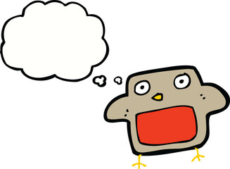 cartoon robin with thought bubble