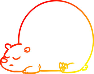 warm gradient line drawing cartoon bear