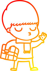 warm gradient line drawing cartoon calm boy
