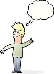 cartoon man with idea with thought bubble