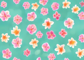 Seamless flower pattern created with generative ai technology