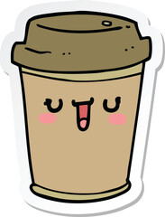 sticker of a cartoon take out coffee