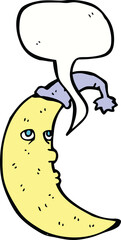 sleepy moon cartoon with speech bubble