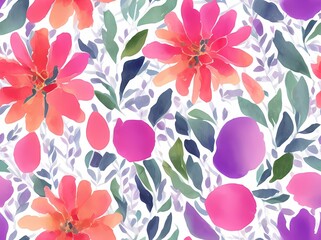 Seamless flower pattern created with generative ai technology