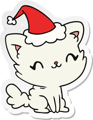 christmas sticker cartoon of kawaii cat