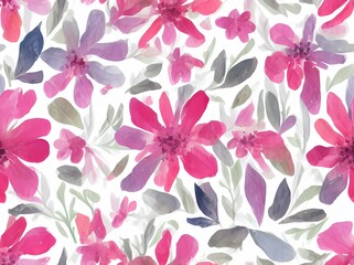 Obraz na płótnie Canvas Seamless flower pattern created with generative ai technology
