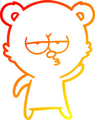 warm gradient line drawing bored polar bear cartoon