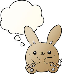 cartoon rabbit and thought bubble in smooth gradient style