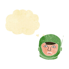 cartoon astronaut head with thought bubble