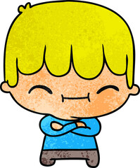 textured cartoon of kawaii cute boy