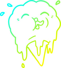 cold gradient line drawing cartoon melting ice cream