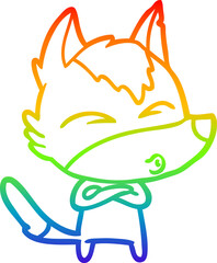 rainbow gradient line drawing cartoon wolf whistling