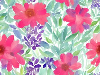 Seamless flower pattern created with generative ai technology