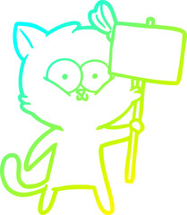 cold gradient line drawing cartoon cat