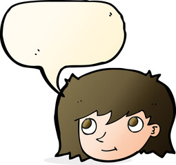 cartoon female face with speech bubble