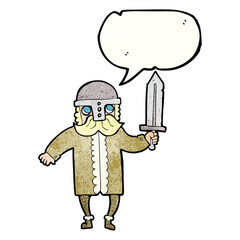 speech bubble textured cartoon saxon warrior
