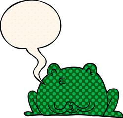 cute cartoon frog and speech bubble in comic book style