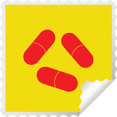 pills square peeling sticker