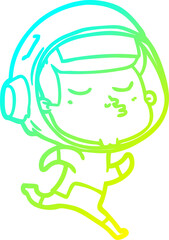 cold gradient line drawing cartoon confident astronaut