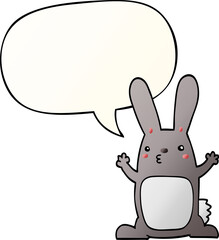 cartoon rabbit and speech bubble in smooth gradient style