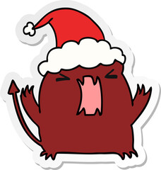 christmas sticker cartoon of kawaii devil