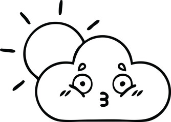 line drawing cartoon sunshine and cloud