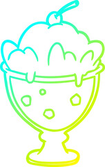 cold gradient line drawing tasty dessert