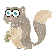 retro cartoon angry squirrel with nut