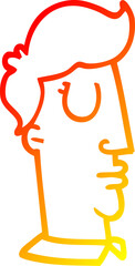 warm gradient line drawing cartoon human head