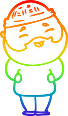 Obraz premium rainbow gradient line drawing cartoon happy bearded man
