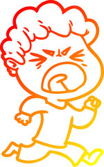 warm gradient line drawing cartoon furious man