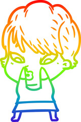 rainbow gradient line drawing cartoon woman