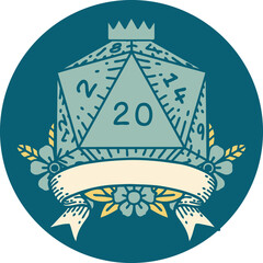 natural 20 critical hit D20 dice roll illustration