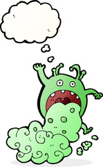 cartoon gross monster being sick with thought bubble